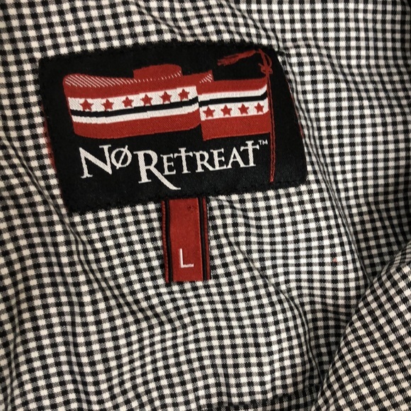 NO RETREAT Mens Button Down Black Checked Shirt - Picture 6 of 8